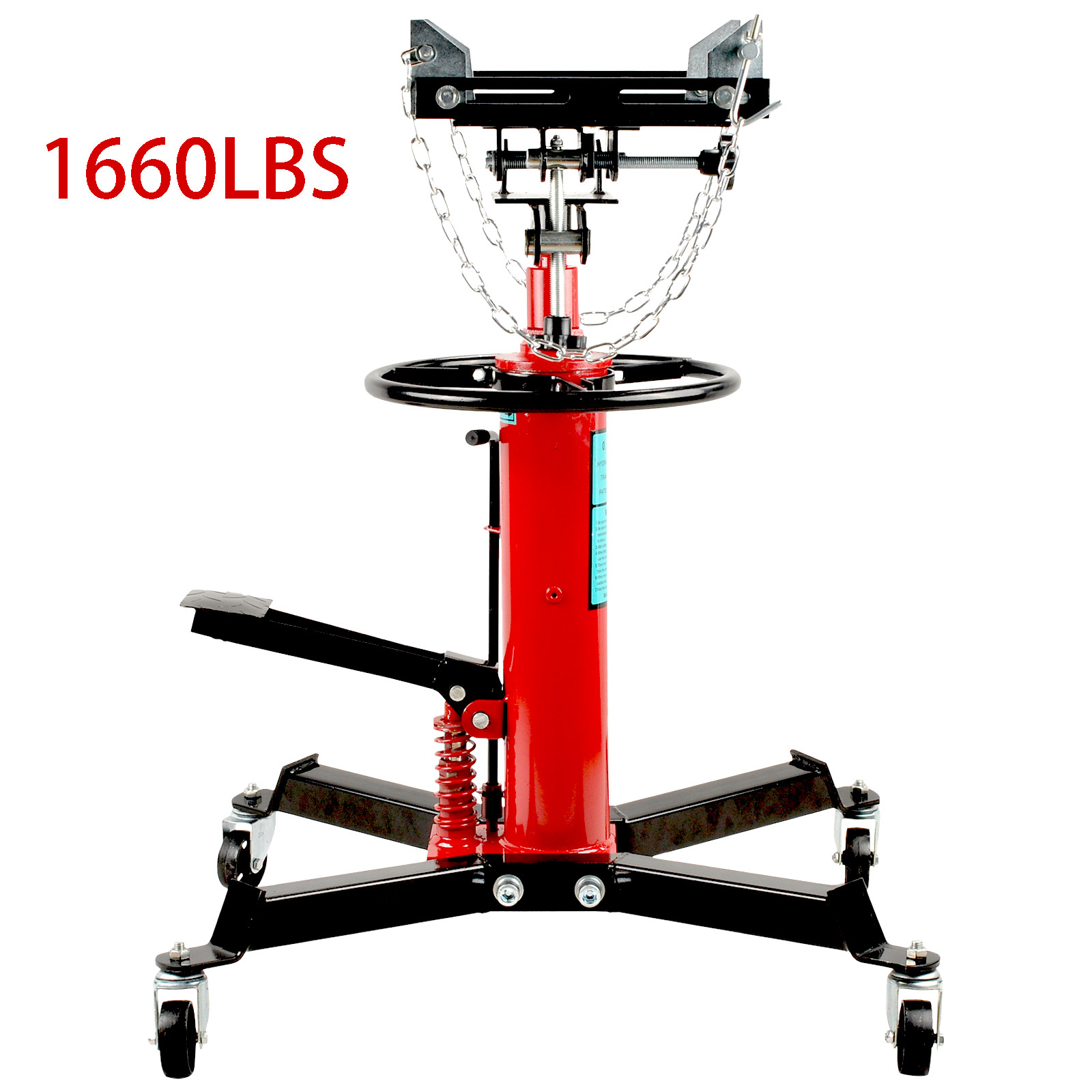 1660 LBS 2 Stage Hydraulic Transmission Jack w/ 360°Swivel Wheels Lift Hoist