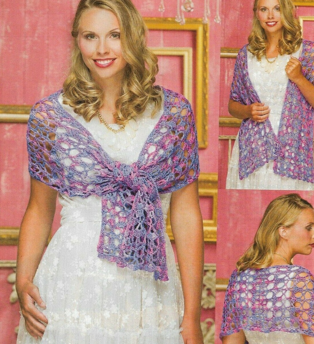 LAVENDER LACE SCARF SHAWL WRAP WOMEN'S CROCHET PATTERN INSTRUCTIONS
