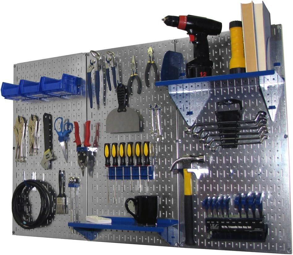 Pegboard Organizer 4 Ft. Metal Pegboard Standard Tool Storage Kit with Galvanize