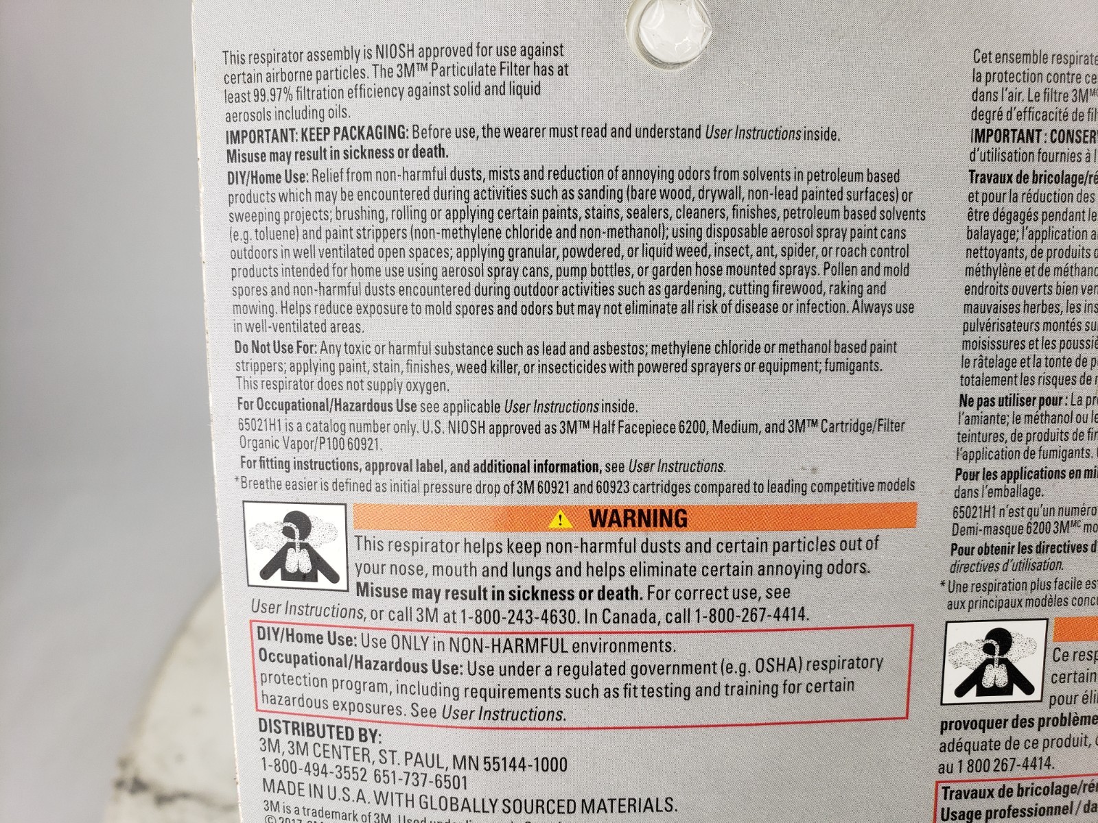3M P100/OV Performance Multi-Purpose Reusable Respirator #65021 Medium Filter