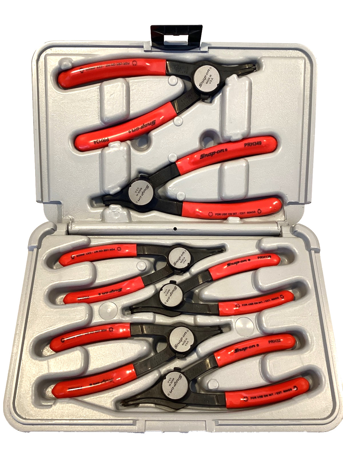 Snap on Tools NEW 6 Piece Convertible Retainer Ring Pliers Set With Case PRH406