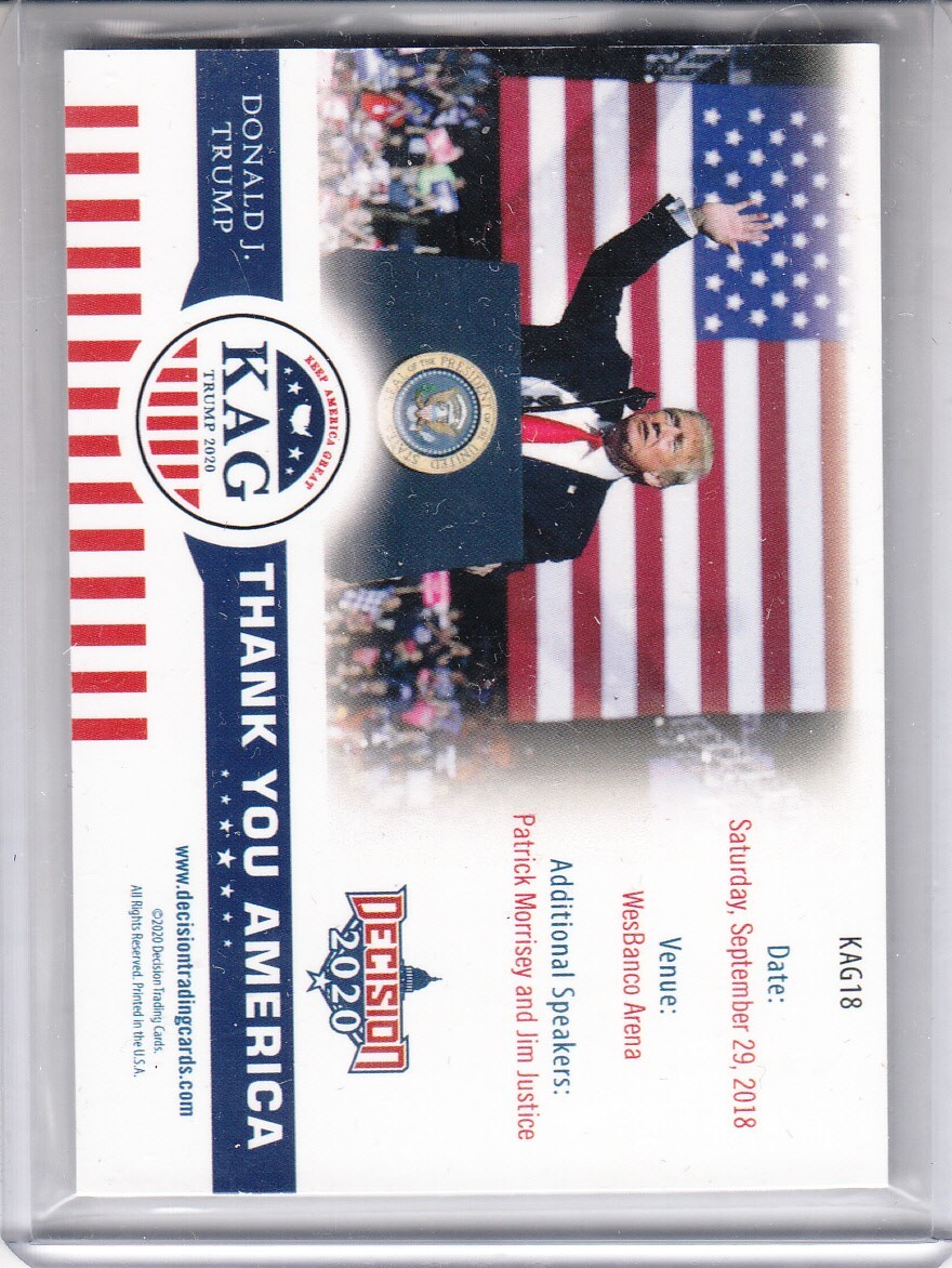 2020 DECISION DONALD TRUMP KEEP AMERICA GREAT SILVER FOIL CARD #KAG18