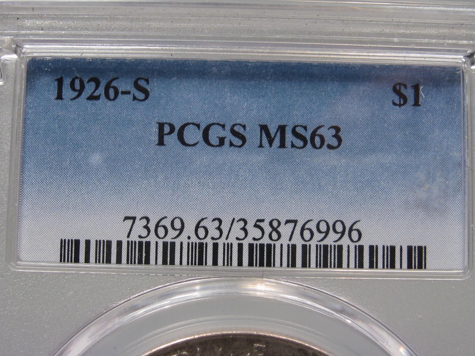 BU 1926-s Silver PEACE Dollar. PCGS MS63.