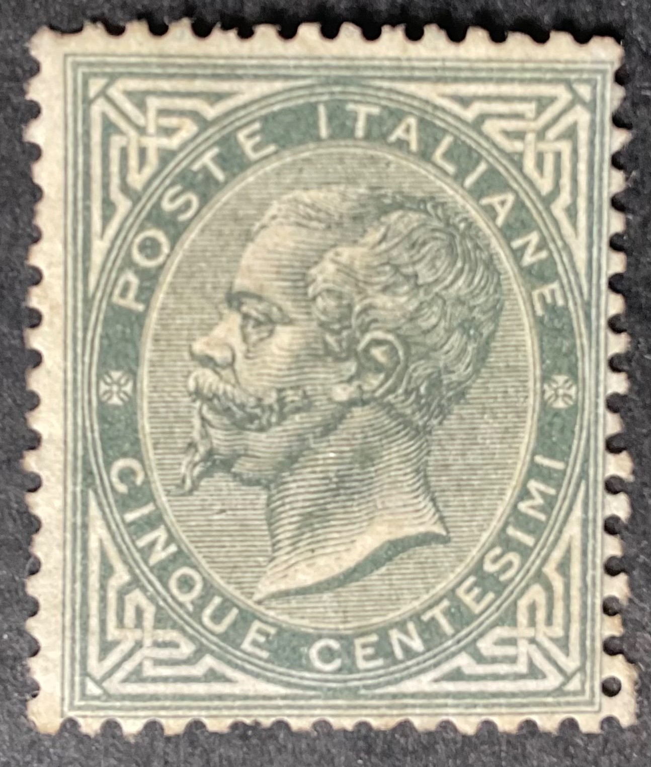 Italy 1863 5 cent grey stamp mint hinged