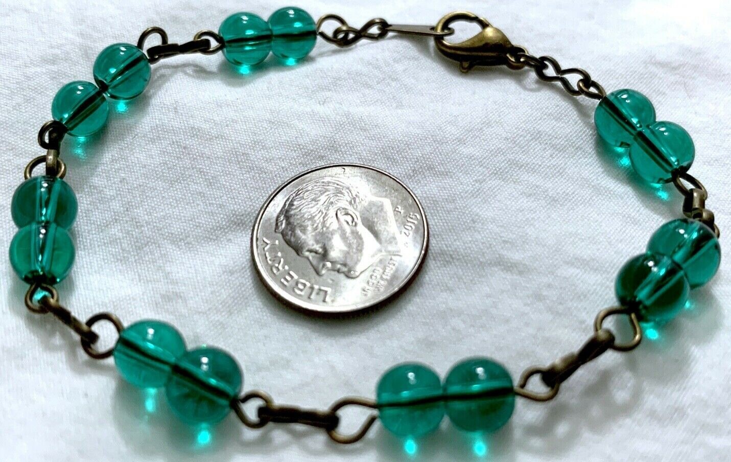 買 OldeCastleArts 7-1/2"  Pine Green Glass Link Handmade Boho Bracelet