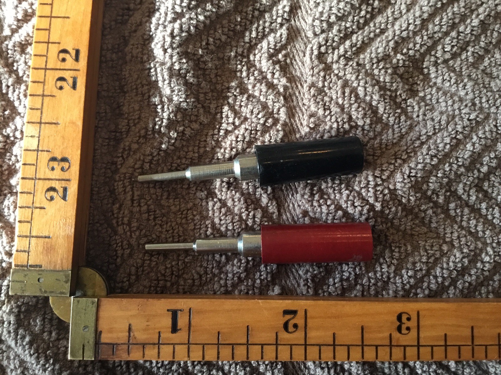 Pair Vintage Test Probe Tips Black And Red, One Green, Misc Styles You Pick