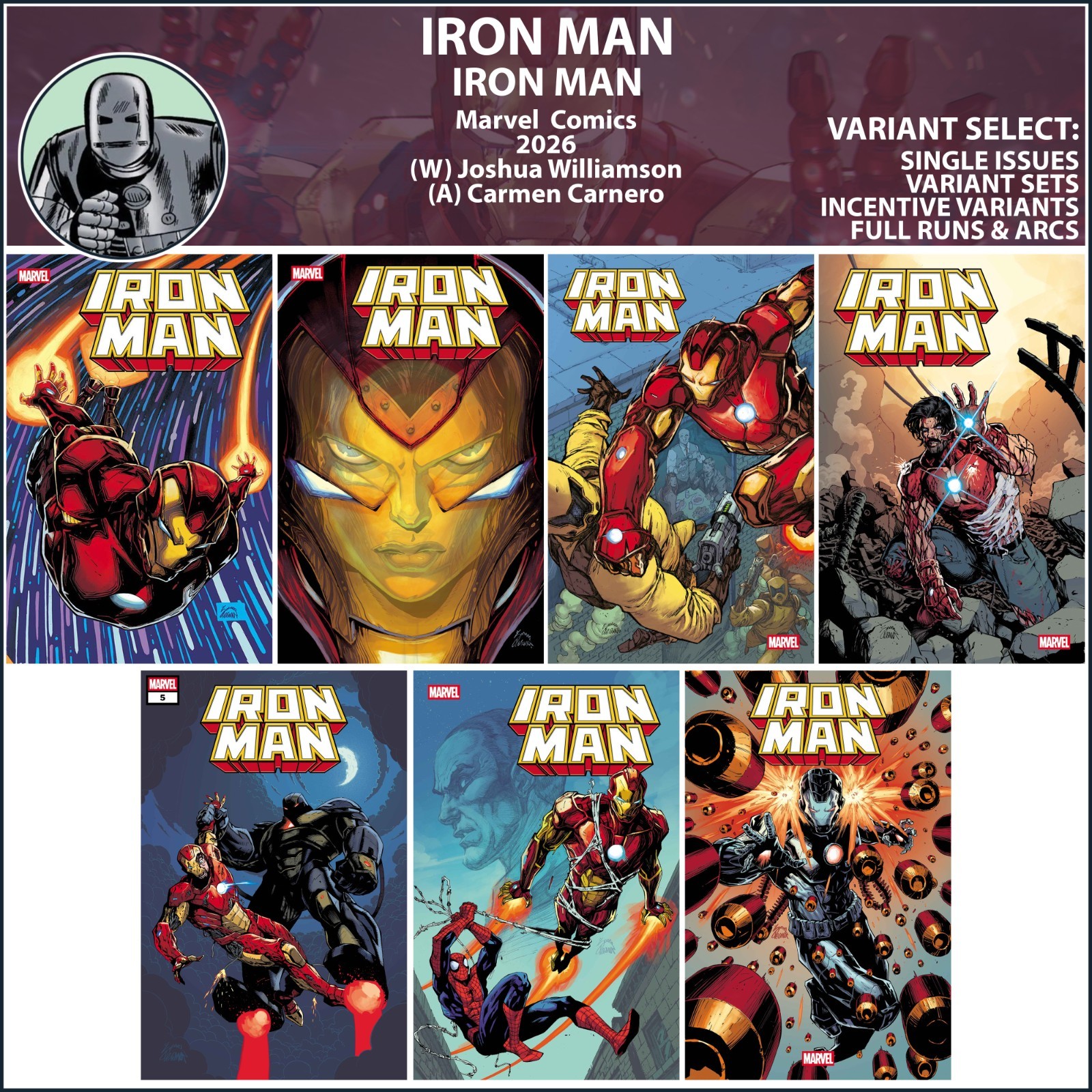 Iron Man (2026) #1 2 3 4 5 6 7 Marvel Comics COVER SELECT