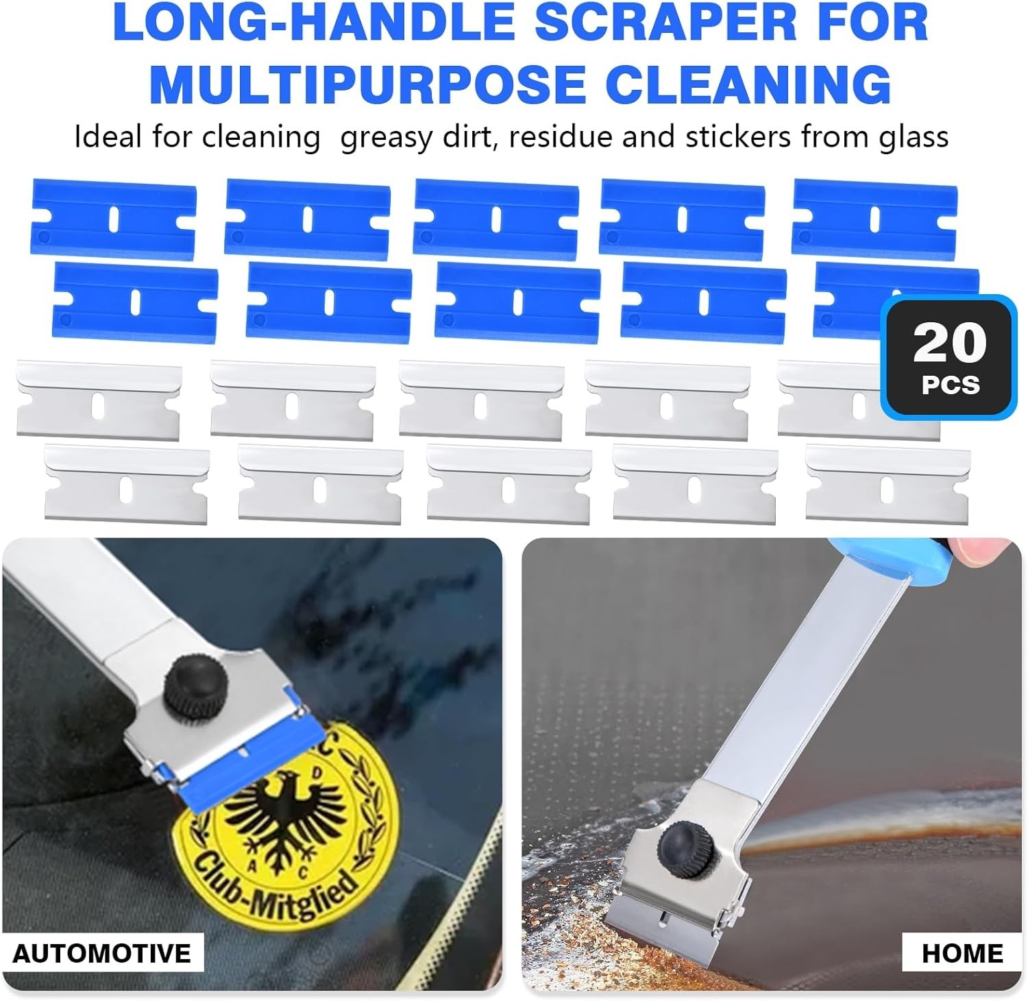 Giramika Razor Blade Scraper Tool with 20 Extra Long Handle