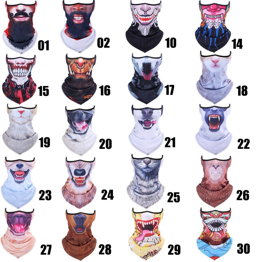 Neck Gaiter 3D Animal Balaclava Half Face Mask for Halloween Motorcycle Riding