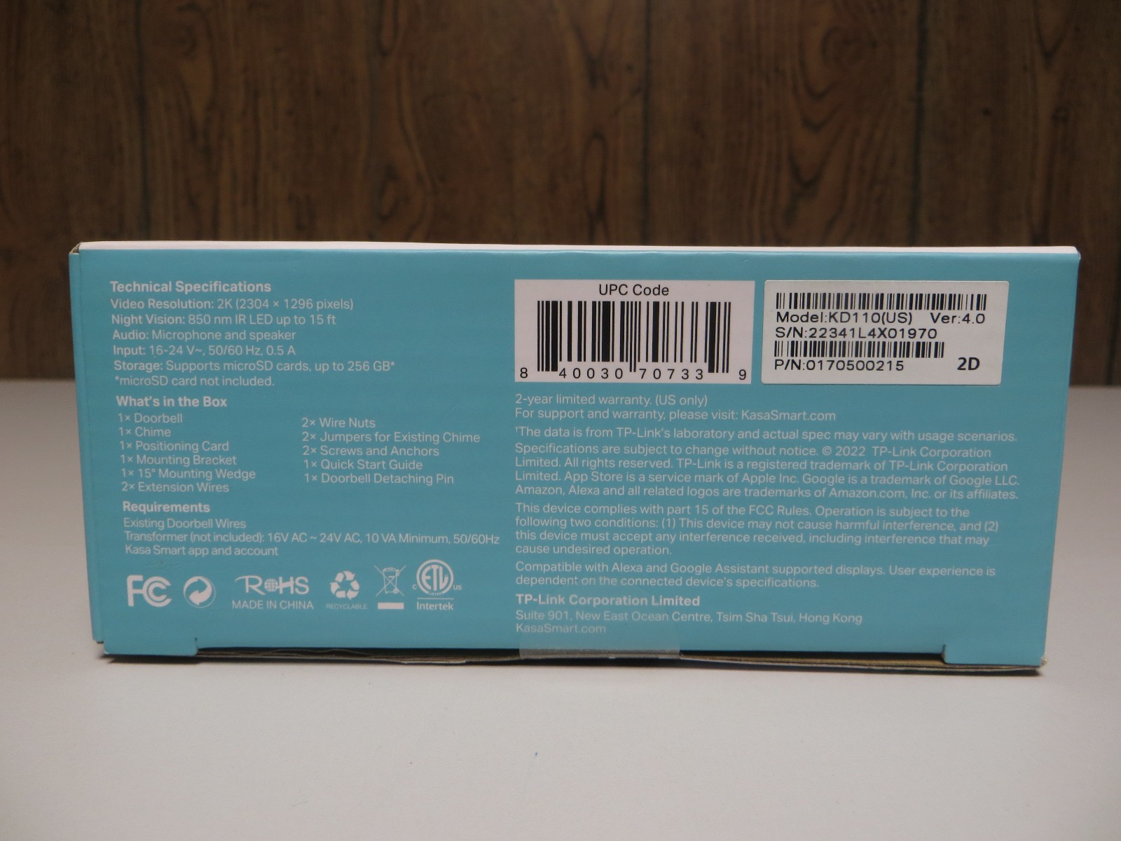 Kasa TP Link Smart Doorbell KD110