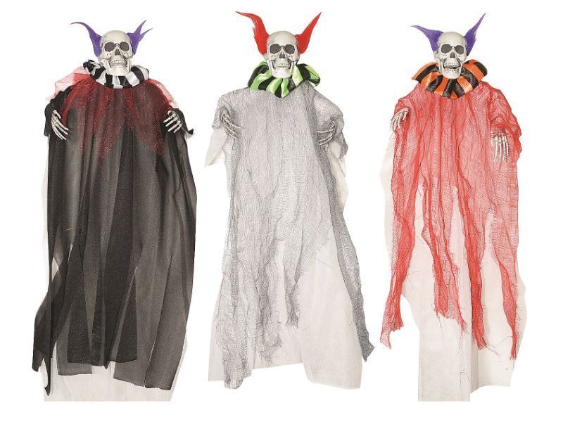 Skeleton Clown Hanging Decoration Set of 3 Creepy Halloween Prop Circus Carnival