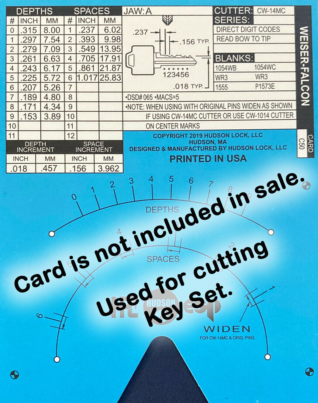 Weiser Lock WR3, WR5 Space and Depth Keys ~ DSD#065, C50