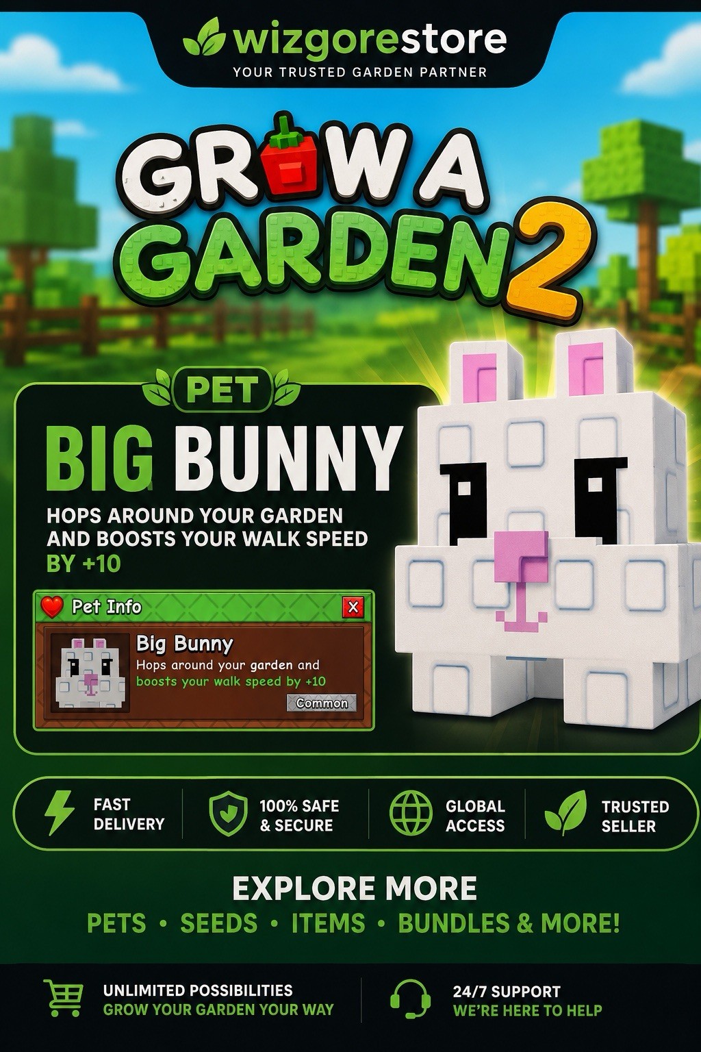 BIG BUNNY | FAST & EASY | Grow A Garden 2 | Trusted Seller