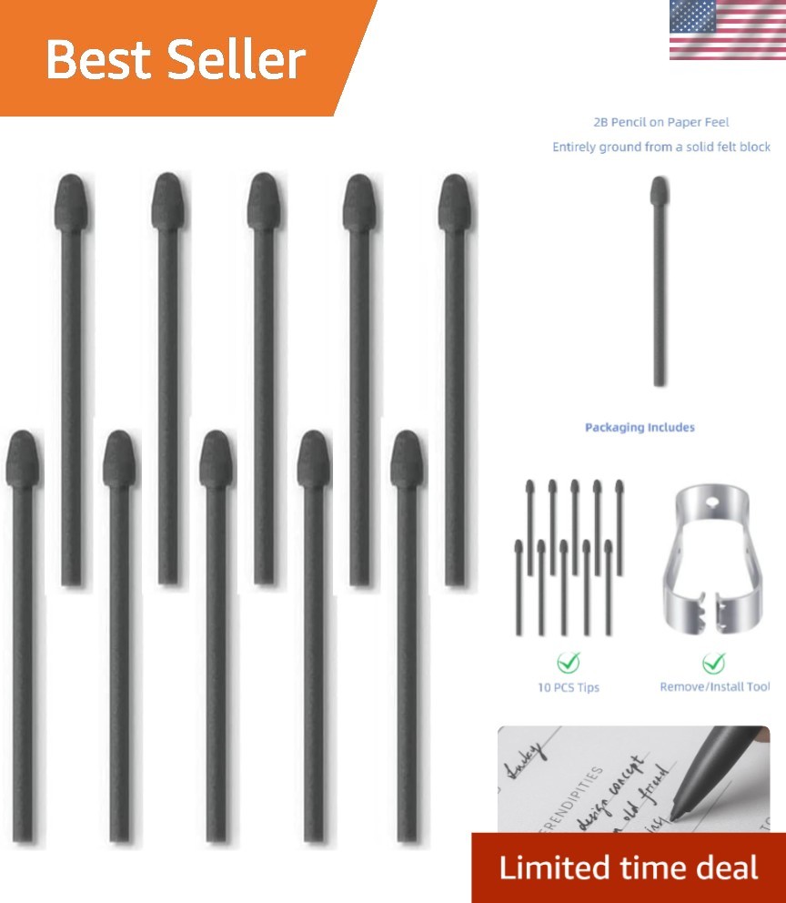 High-Quality 10-Pack Replacement Felt Tips for EMR Stylus Pen - Silent Writing