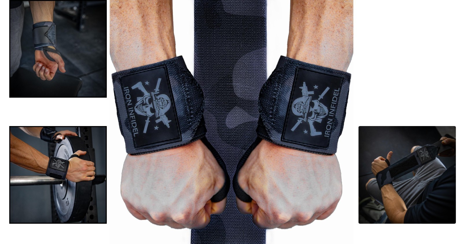 Durable Black Camo Wrist Wraps - Adjustable Support for Weightlifting & CrossFit