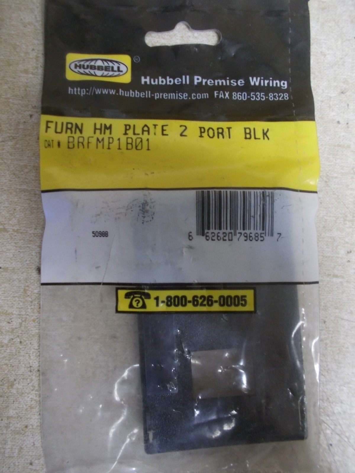 NEW Hubbell BRFMP1B01 2-Port Furniture Plate Cover, Black *FREE SHIPPING*
