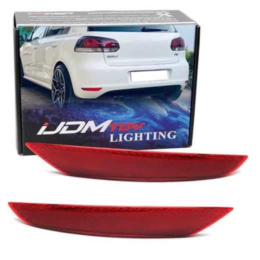 OE-Spec Red Lens Rear Bumper Reflector Replacements Compatible With