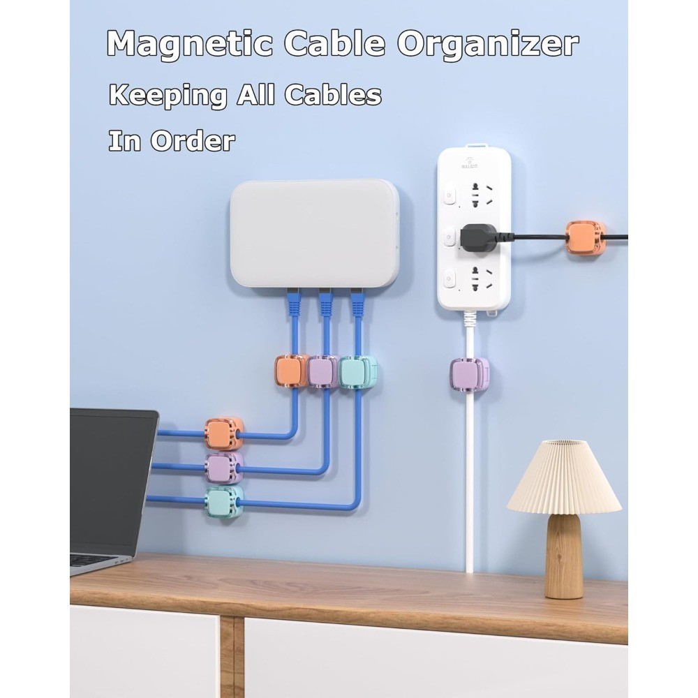 Magnetic Cable Clips Organizer Set Adjustable Adhesive Cord Holder Wire