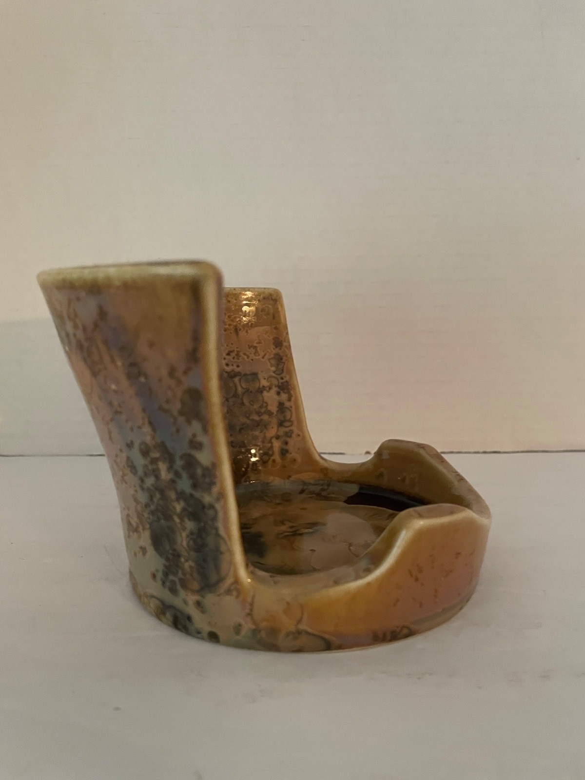 Herb Stripper Pottery Bowl Studio Pottery Wave Shape Glazed Marbled Kitchen Tool
