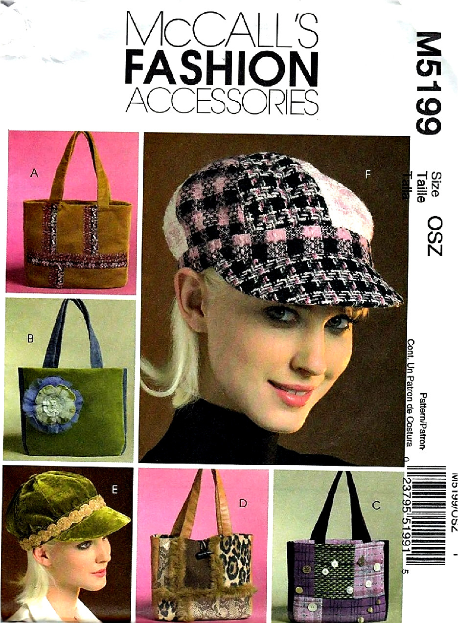 McCalls M5199 Totes & Caps / Original Fashion Accessories Sewing Pattern UC FF
