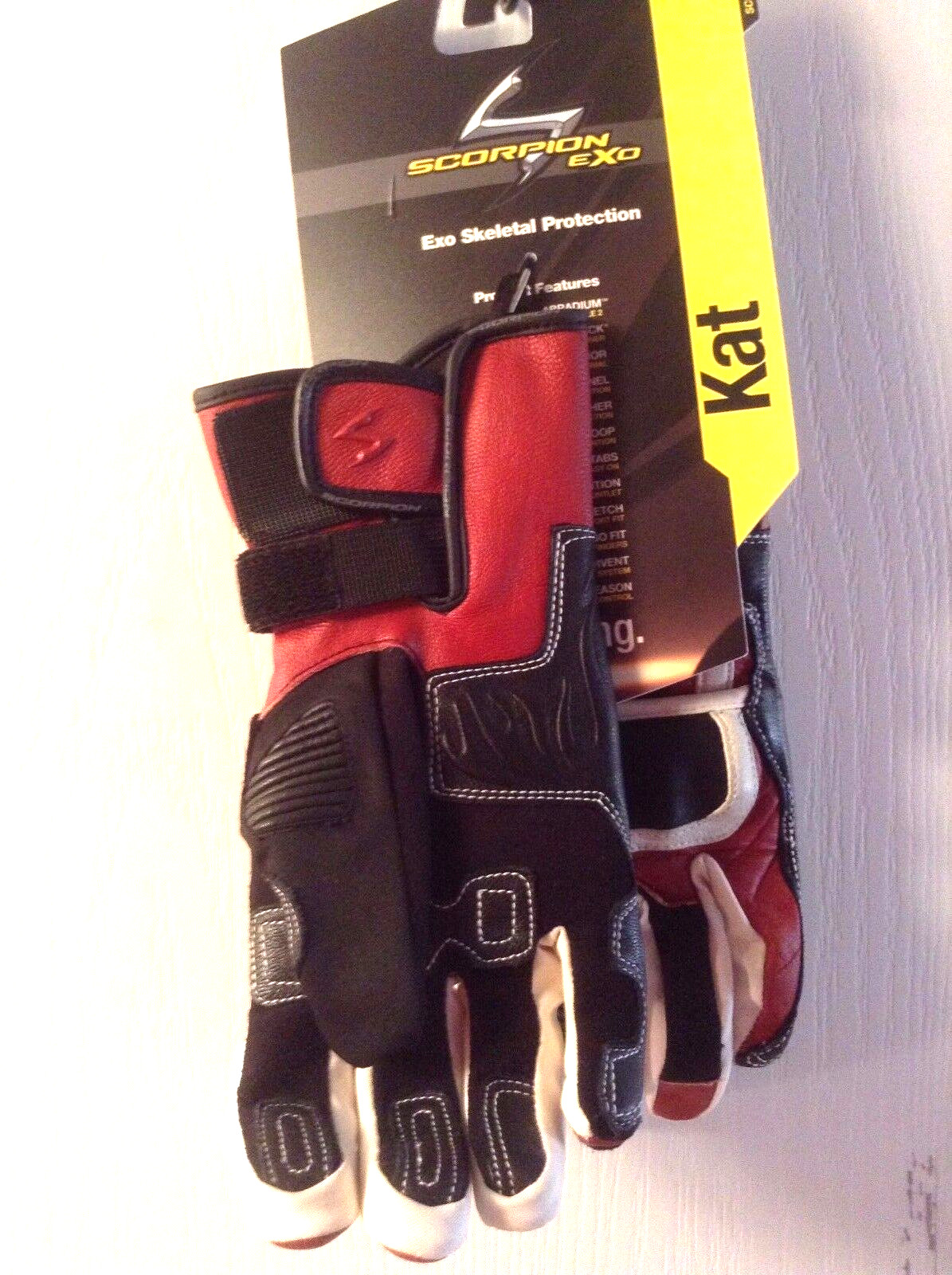 NEW $59 Scorpion GENUINE LEATHER Kat Racing EXO SKELETAL ARMOUR women Gloves  S
