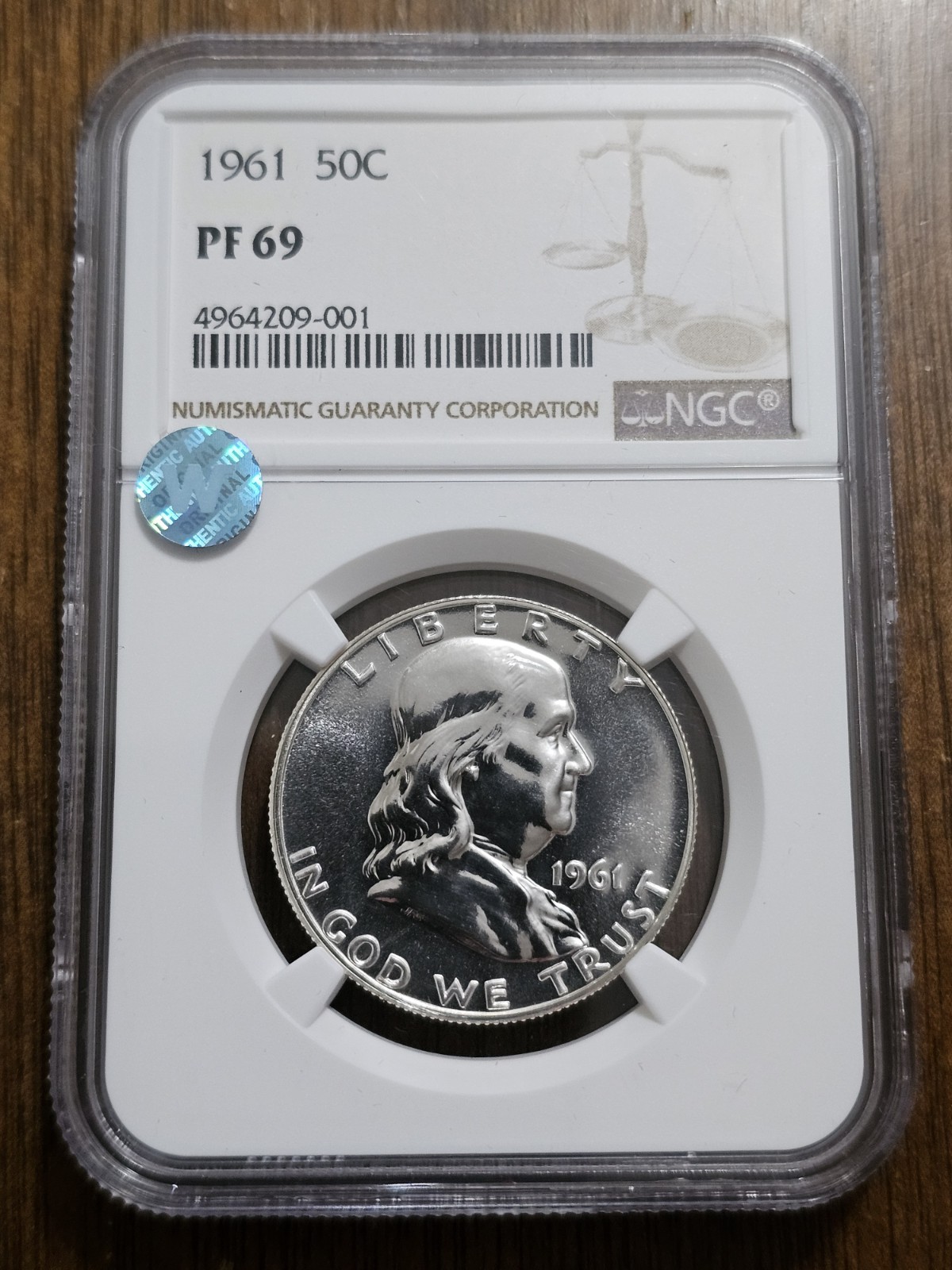 1961 Franklin Silver Half Dollar 50C NGC PROOF PR 69 PF 69 Sight White