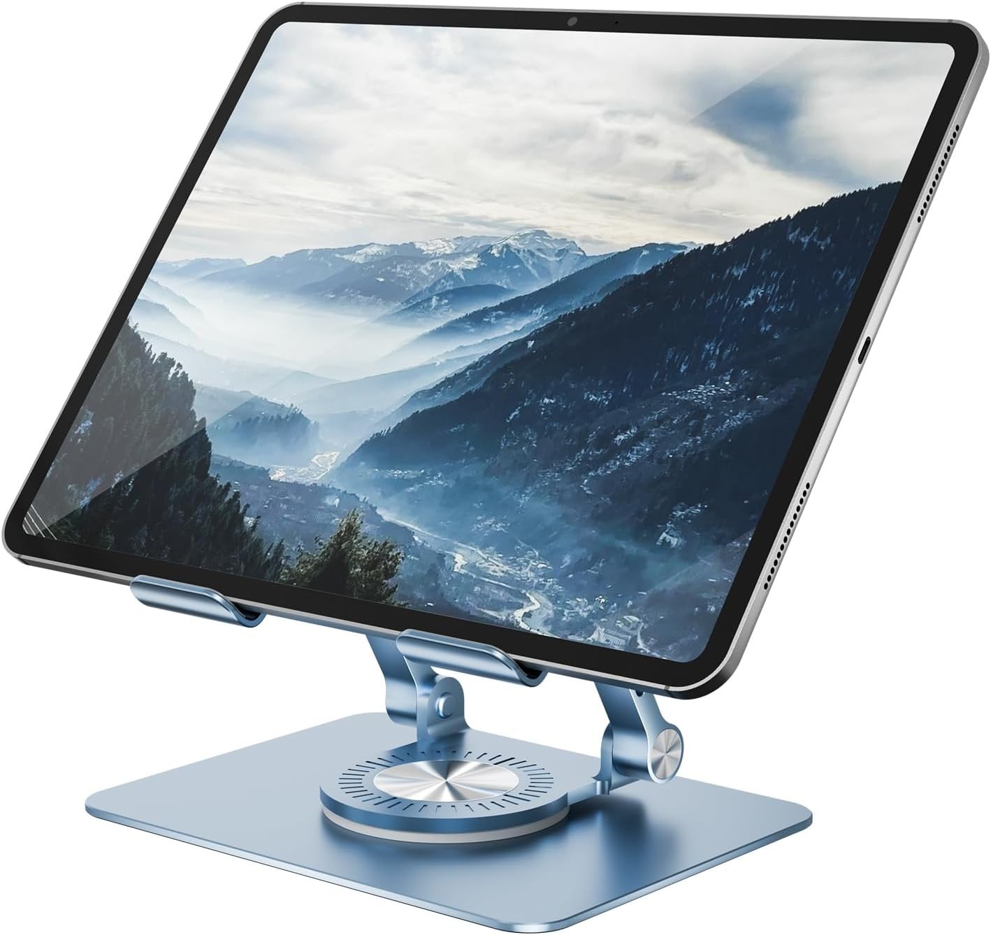 Universal Tablet Stand with Adjustable Height & 360° Swivel Base - Blue Elegance
