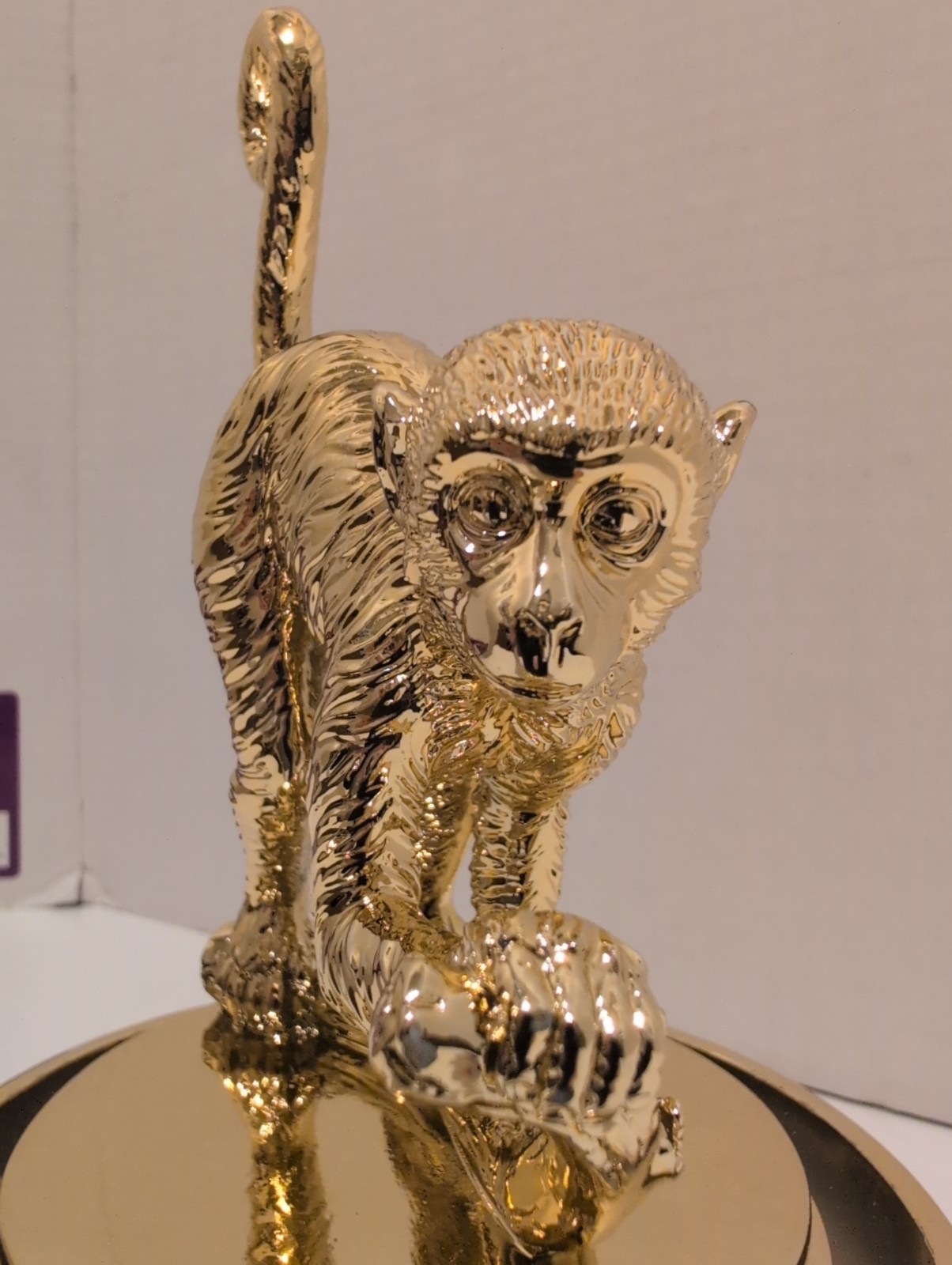 Bally of Switzerland Monkey  Clear Glass Sphere w/ Gold Tone Metal Base