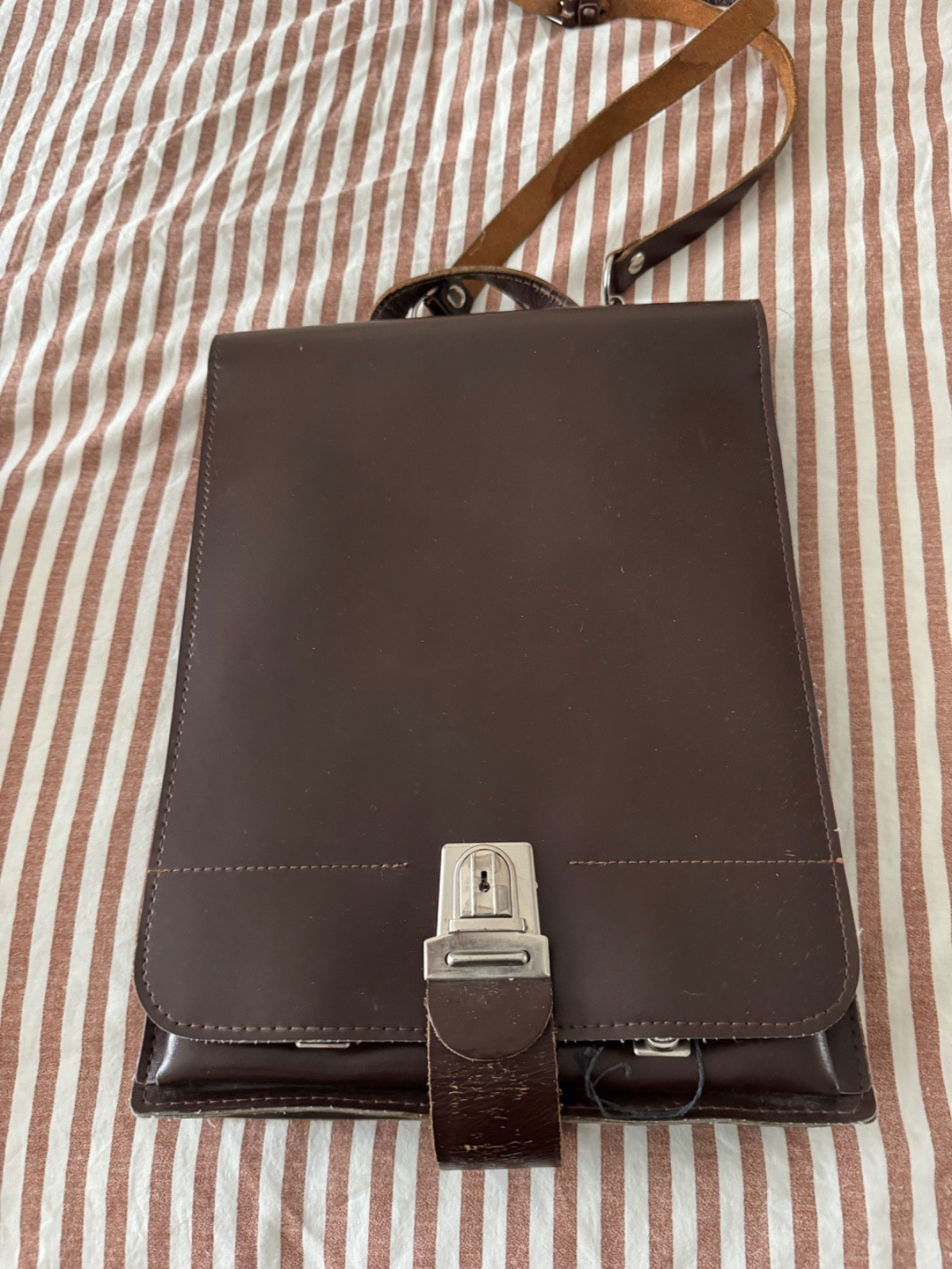 Original Czech army map case. Brown leather vinyl CZ military document case