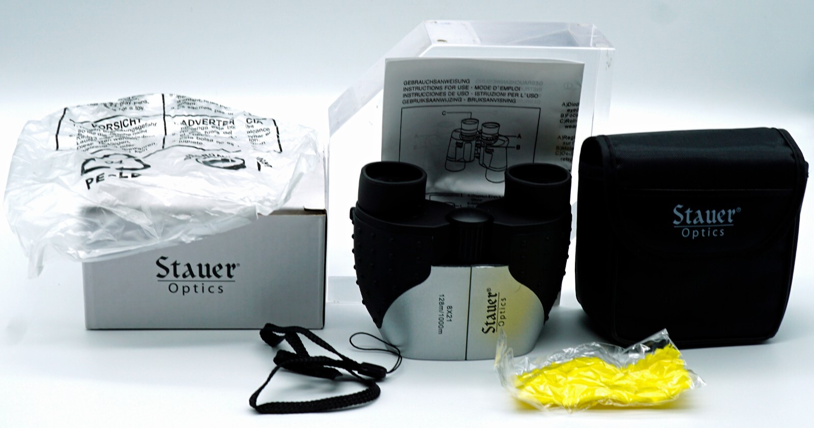 Stauer Optics Binoculars Original Box w/ papers "New" 8x21 travel case