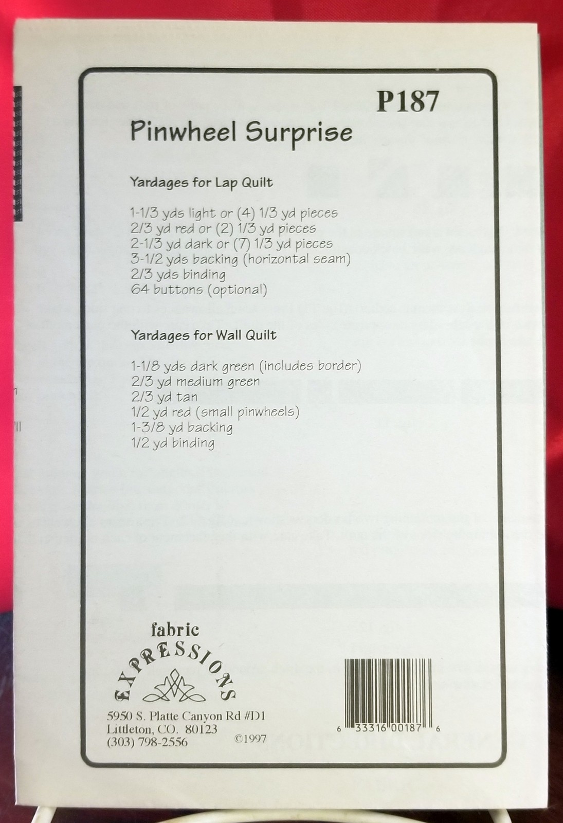 Pinwheel Surprise Quilt Pattern - Fabric Expressions #P187 - 1997 - multi sizes