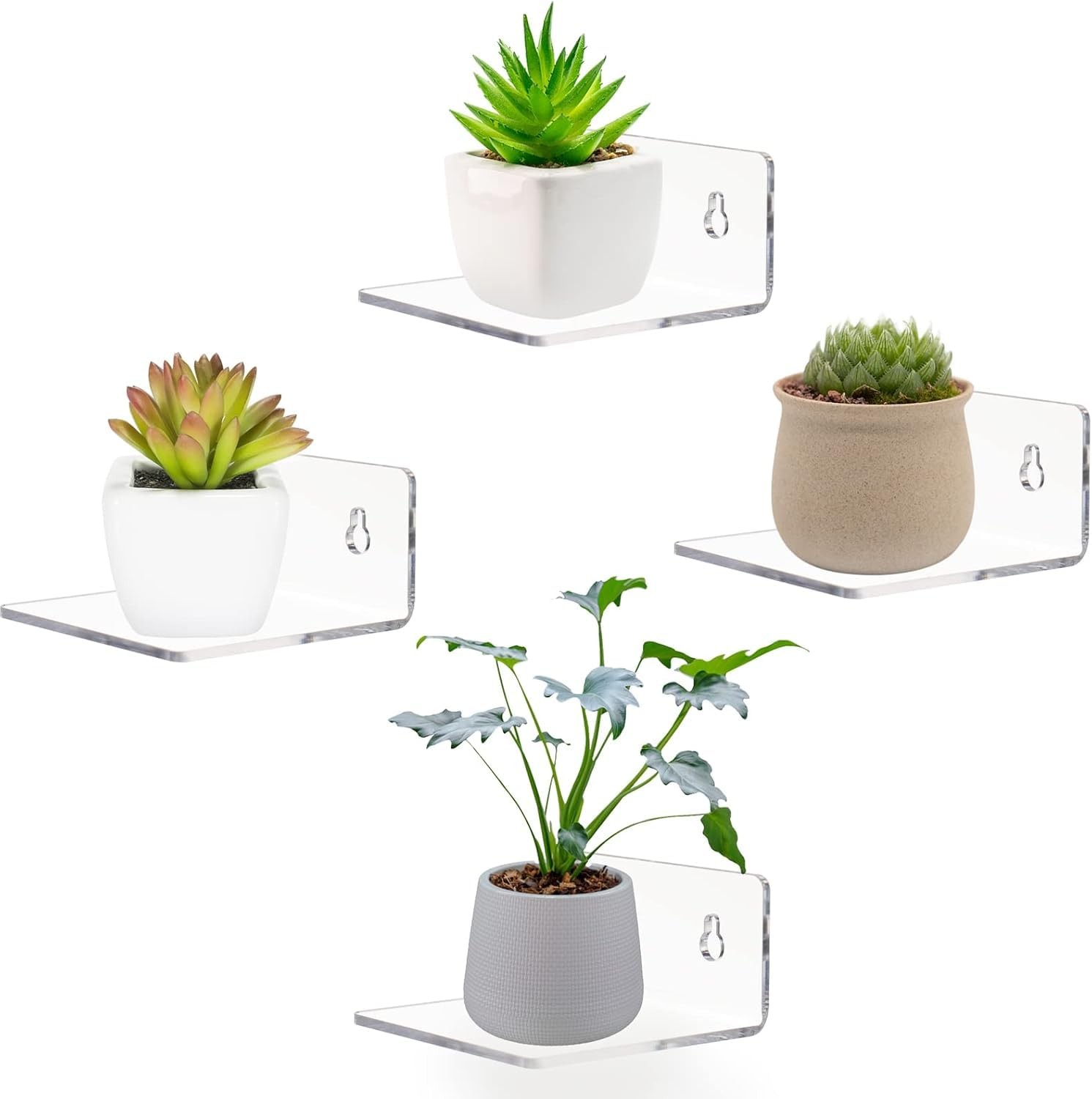 Acrylic Wall Shelves,Clear 4 inch Floating Shelves for 3.9 Inch 4Pack, Clear