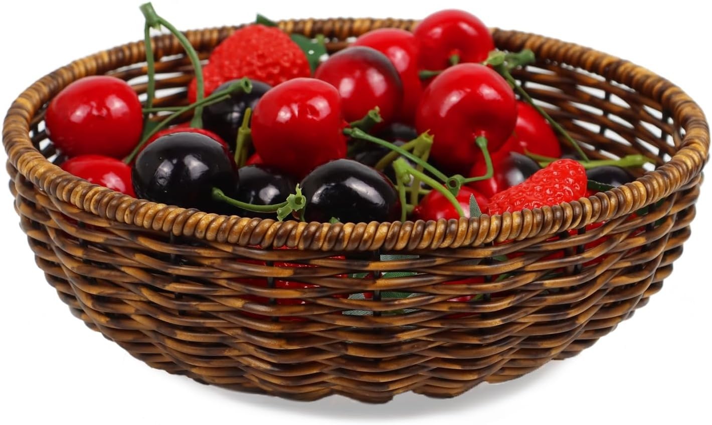 Fruit Baskets Bowl for Kitchen Counter, Small Round Bread Woven Wicker Basket, C