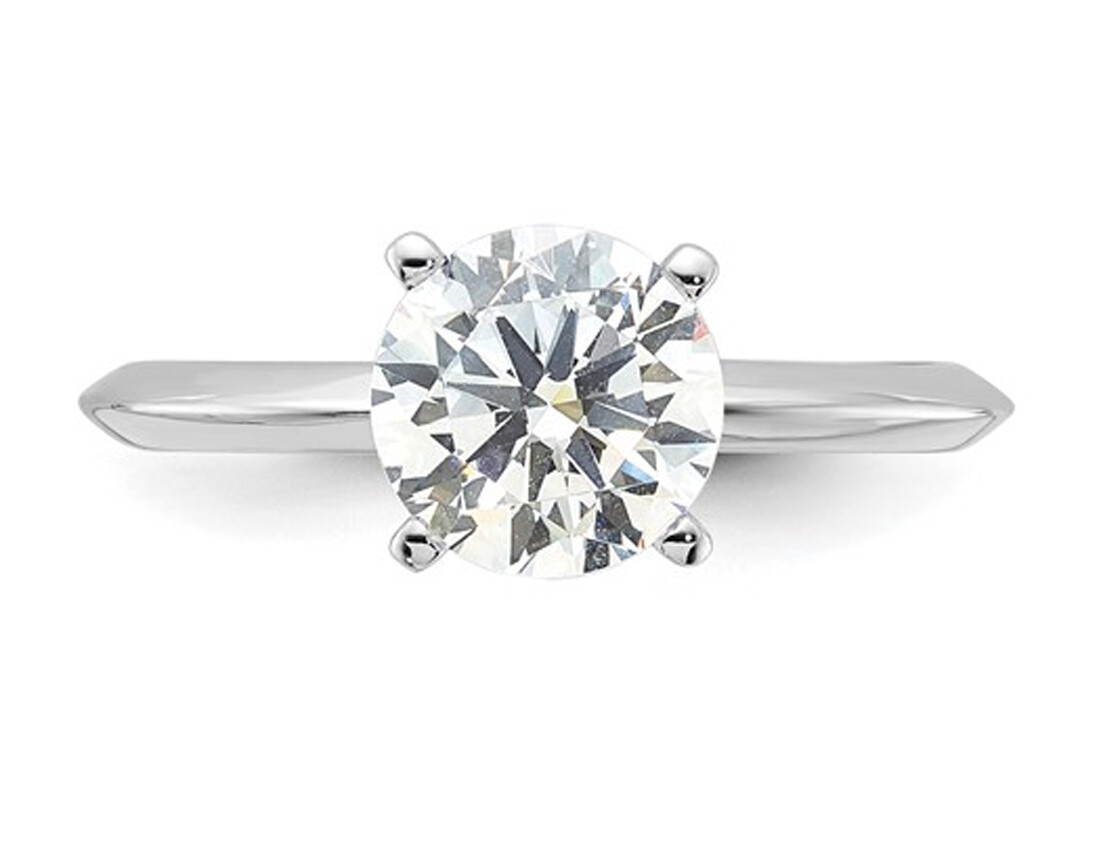 Sterling Silver Cubic Zirconia Round Solitaire Engagement Ring Ring