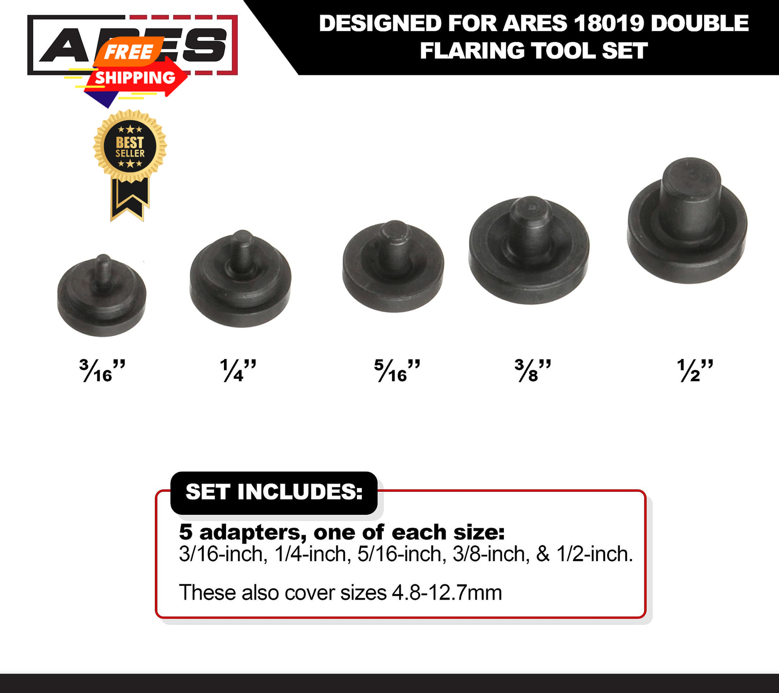 ARES 18020 - Double Flaring Tool Adapter Set, Copper