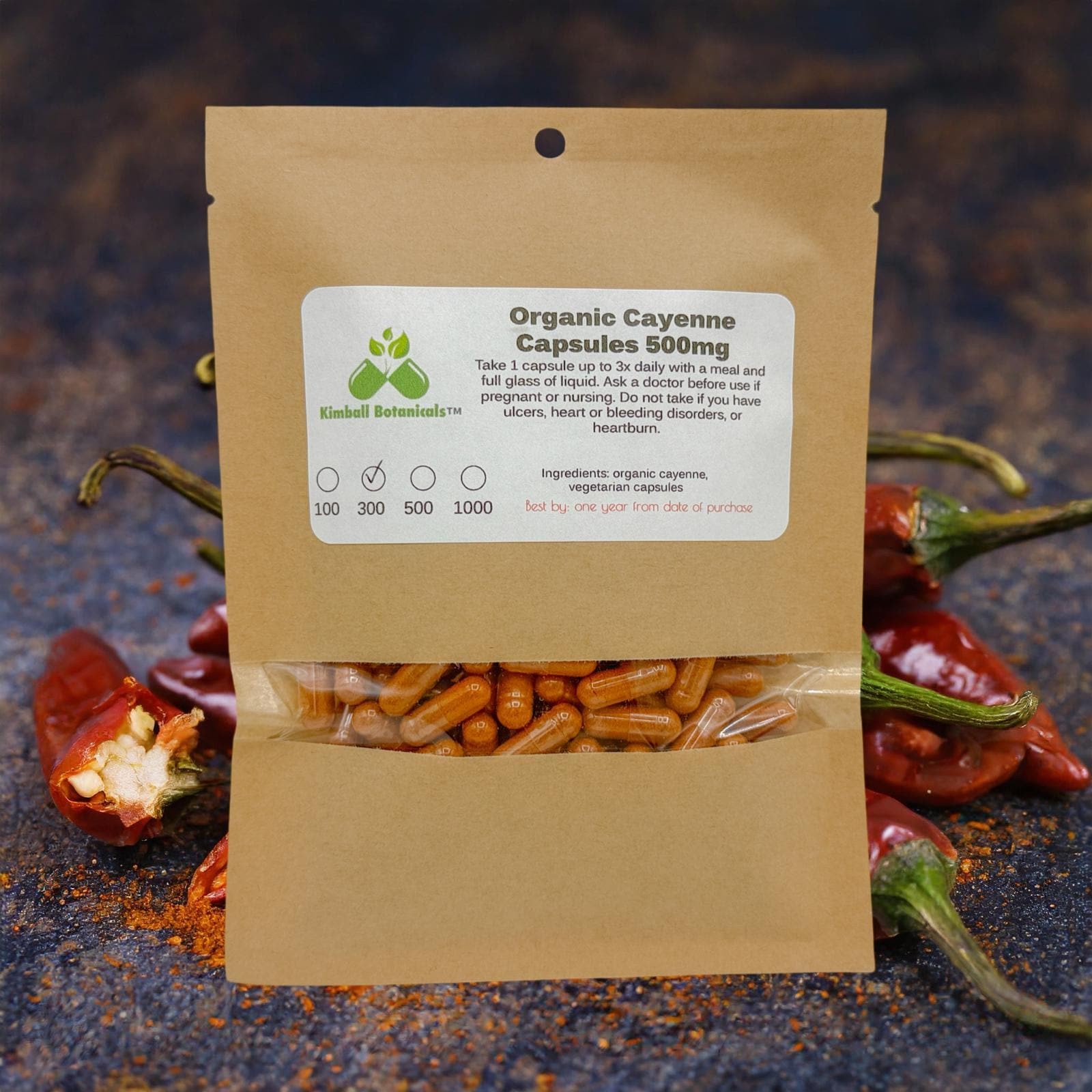 Organic Cayenne Pepper 60,000 SHU, 500mg and 650mg vegetarian or pullulan