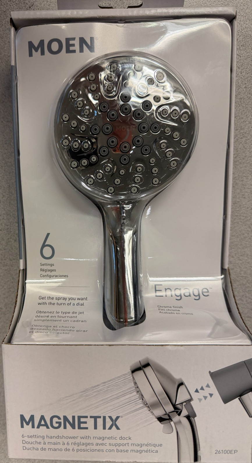 MOEN Engage 6-Setting Chrome Handheld Magnetix Shower Head Spray Wand - 26100EP