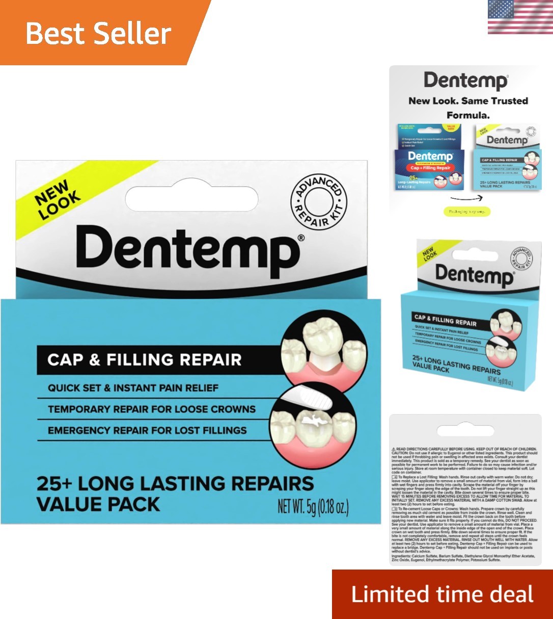 Maximum Strength Dental Repair Kit - Instant Pain Relief for Lost Fillings