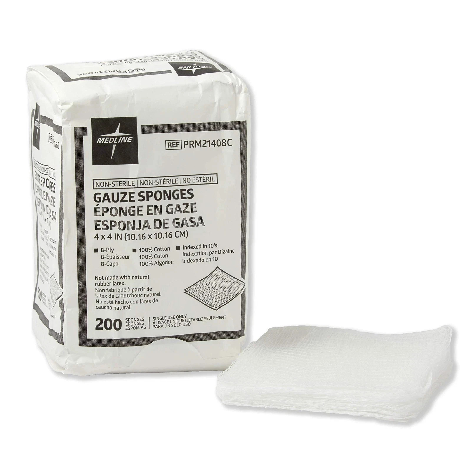 4 x 4 inch Gauze Sponges 100% Cotton 8-Ply Woven Non-Sterile Gauze Pack of 200