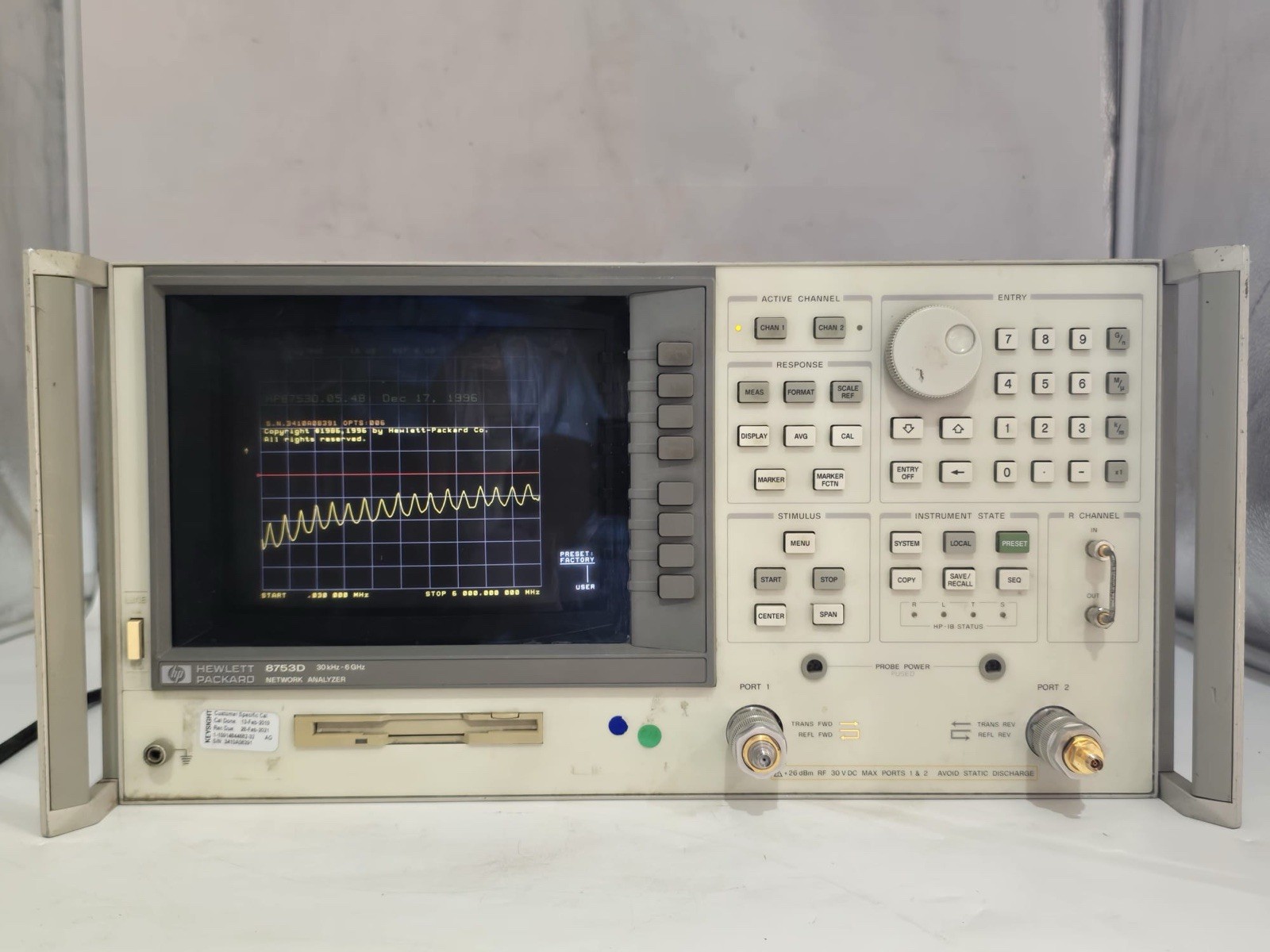 HP 8753D 30kHz-6GHz Network Analyzer Opt 006