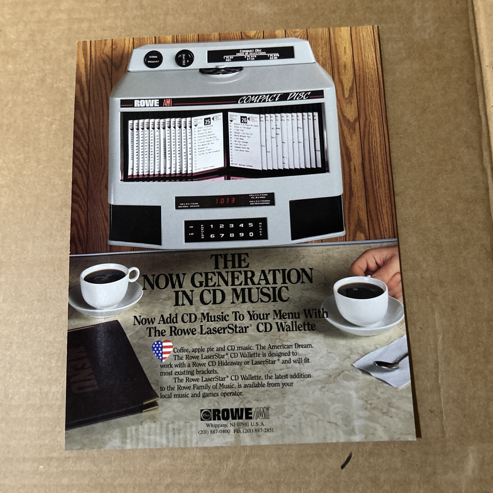 Old Stock Original Factory 11-8"Rowe Cd Wallete Jukebox FLYER