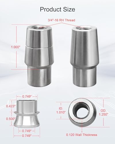 2 Set 3/4” Heim Joint Rod End Kit, Left and Right Hand Thread Heim Joint, 2