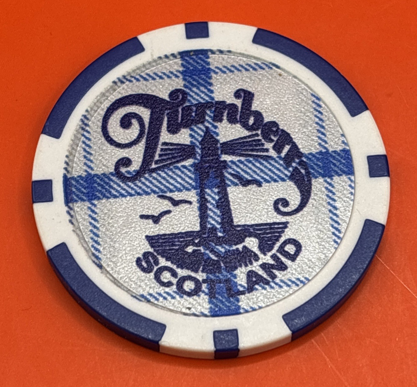 Turnberry Scotland Golf Resort White & Blue Composite Poker Chip Ball Marker