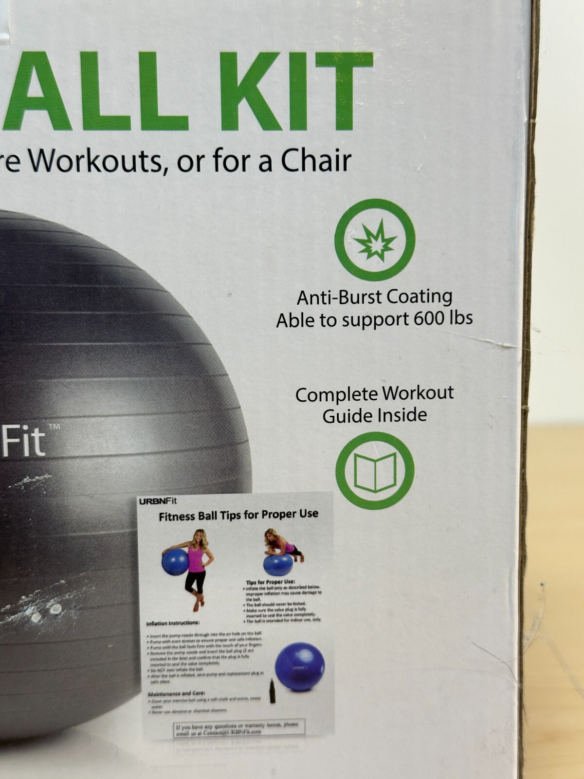 URBNFit Exercise Ball (65 cm) for Stability & Yoga - Workout Guide