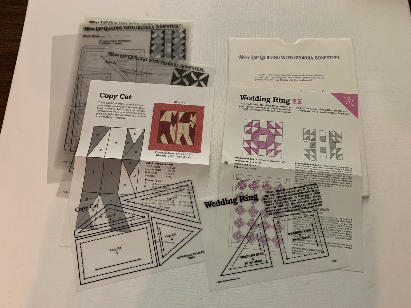 6 Quilting Templates Georgia Bonesteel New Full-size Patterns Frosted Vinyl 1985
