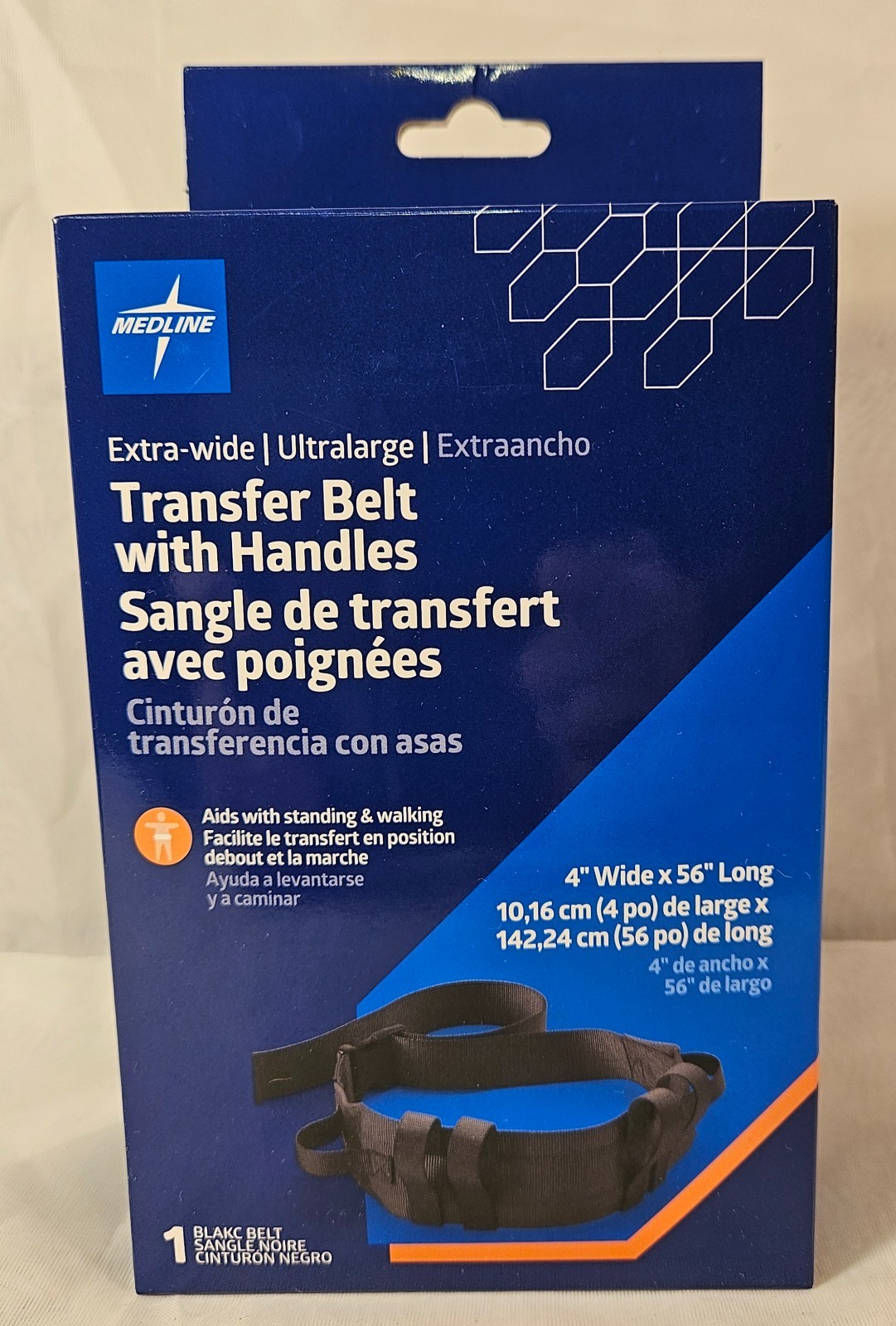 Medline Extra -wide Ultralarge Transfer Belt with Handles  4" Wide x 56" Long