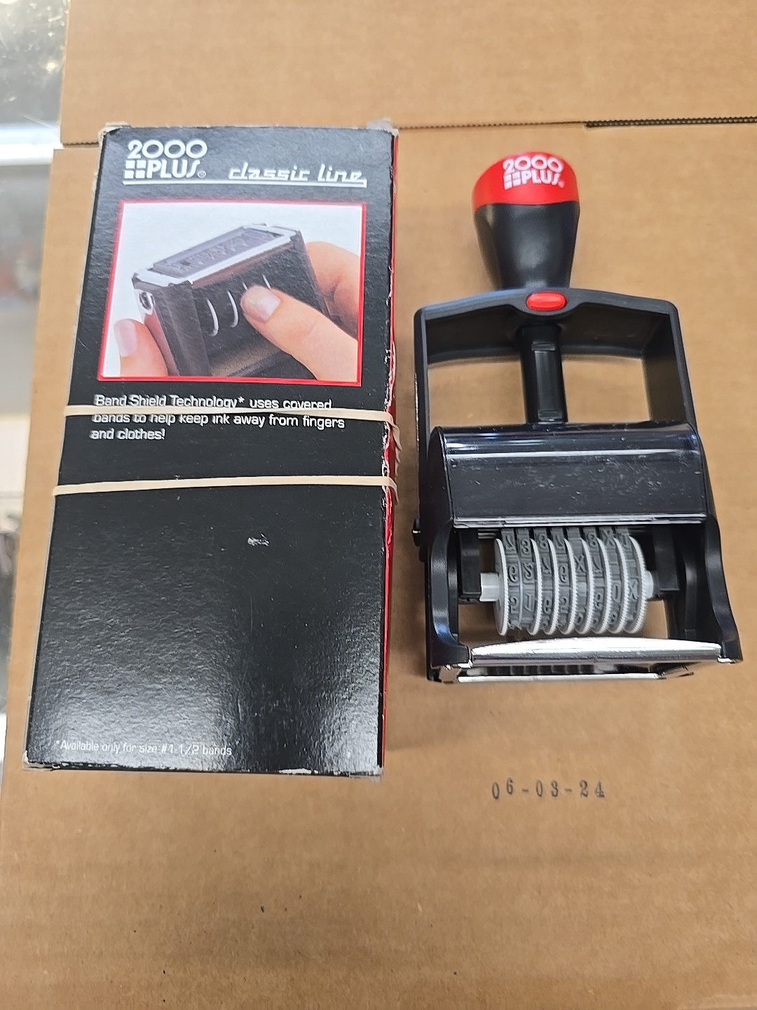 2000 PLUS classic line premium Self Inker Date message stamp NEW IN OPEN BOX