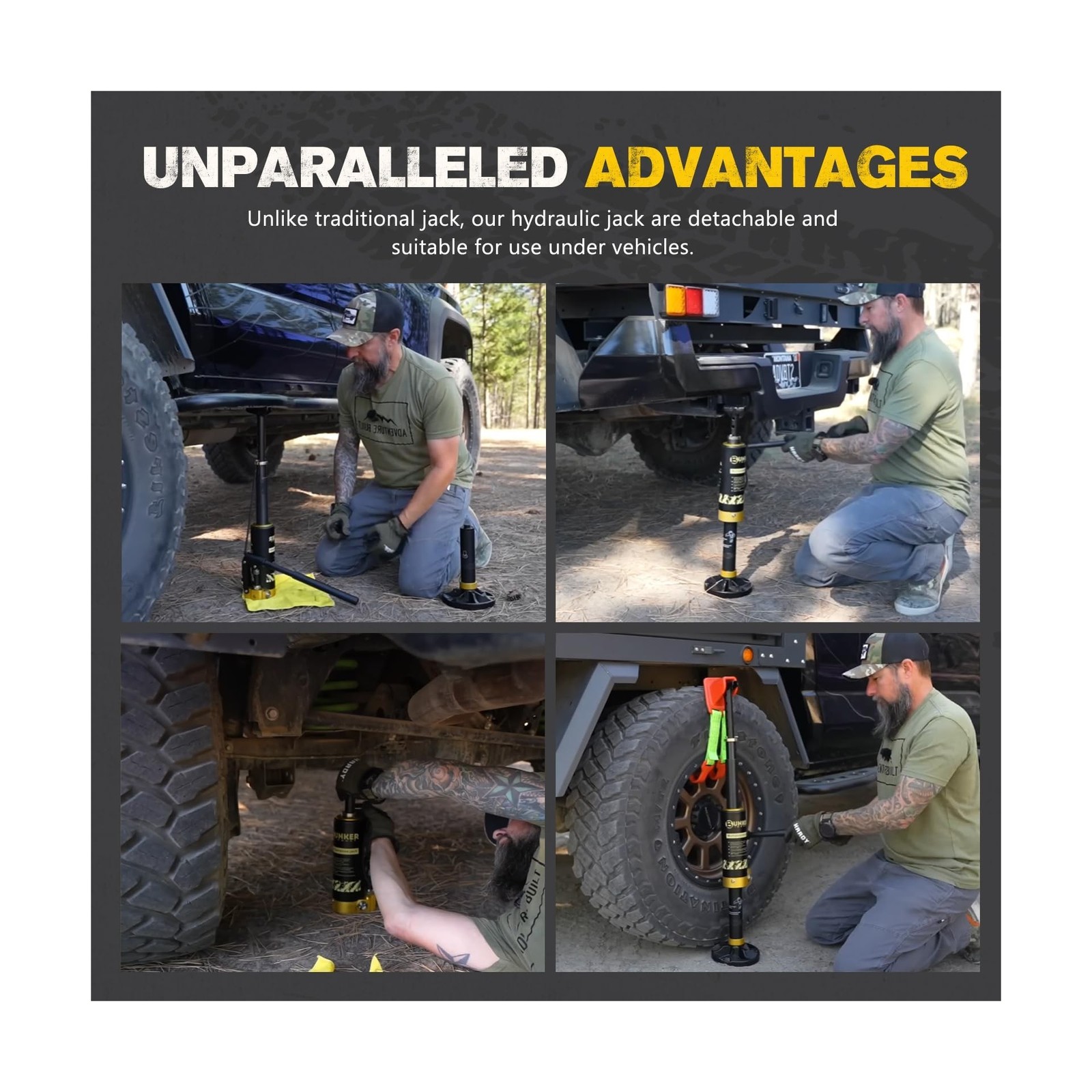 BUNKER INDUST Portable Hydraulic Recovery Jack with Lift Mate, 4x4 Off Road L...