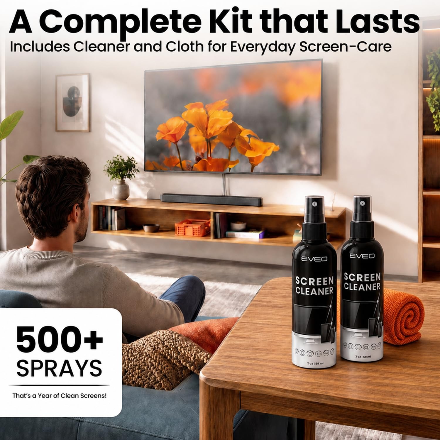 Screen Cleaner Spray - TV Screen Cleaner Spray and Microfiber Cloth kit, Comput