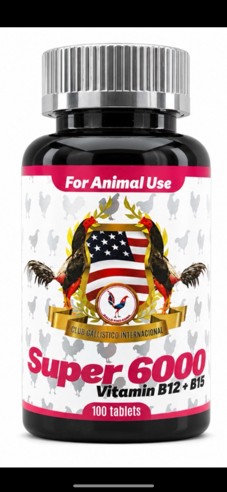 Super 6000 Vitamin B12 & B15 Animal Nutritional Supplement 100 Tablets